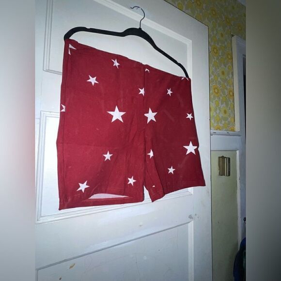LuLaRoe 2XL Biker Shorts • Americana Collection • Red With White Stars • NWT - Picture 6 of 12